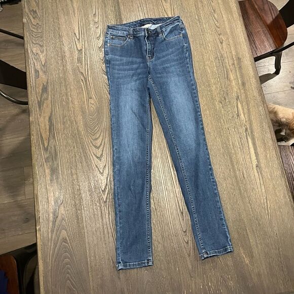 Matilda Jane Denim - Matilda Jane Skinny Jeans Mid Rise Fading Whiskering Ankle Dark Wash Size 6